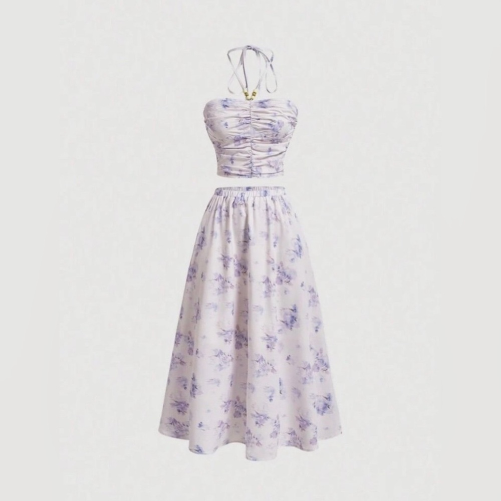 Brand New without Tag Floral Halter Top and Skirt Set